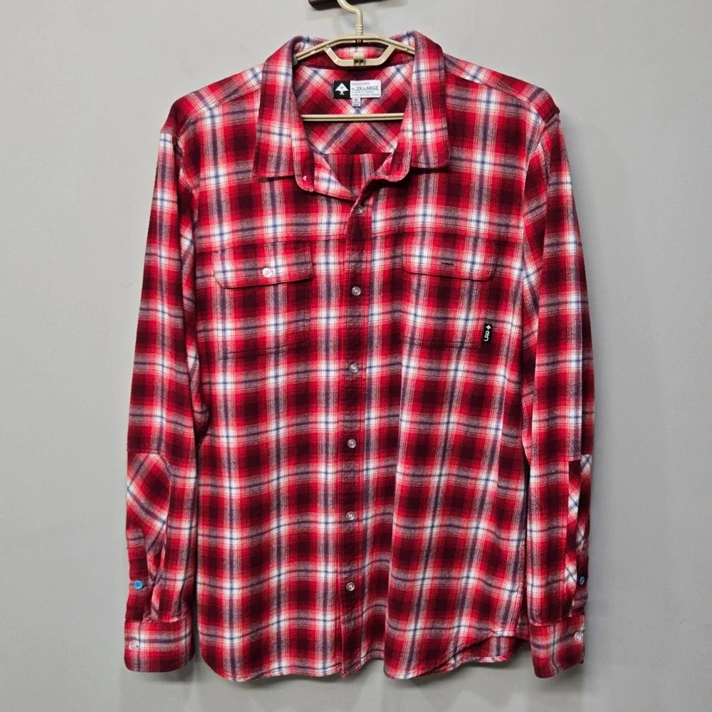LRG Lifted Research Group Flannel Shirt Shacket 3XL Red Buffalo Plaid Streetwear